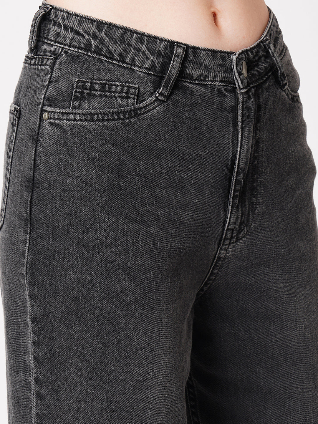 Women Grey High-Rise Straight Fit Jeans
