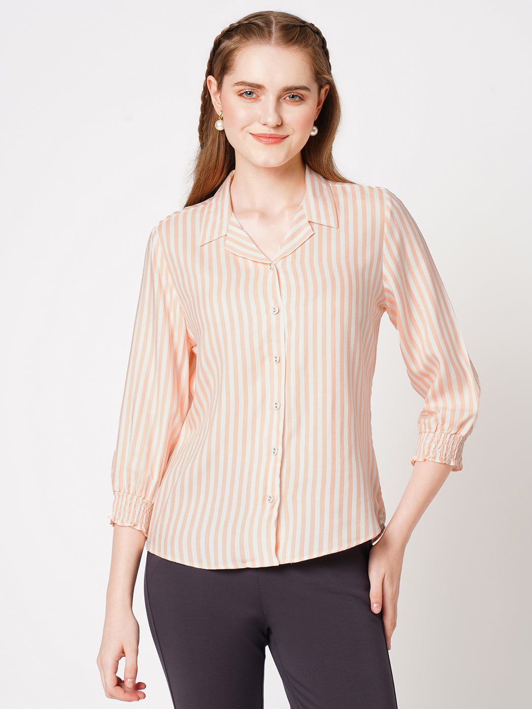 Women Stripes Casual Wear Shirt