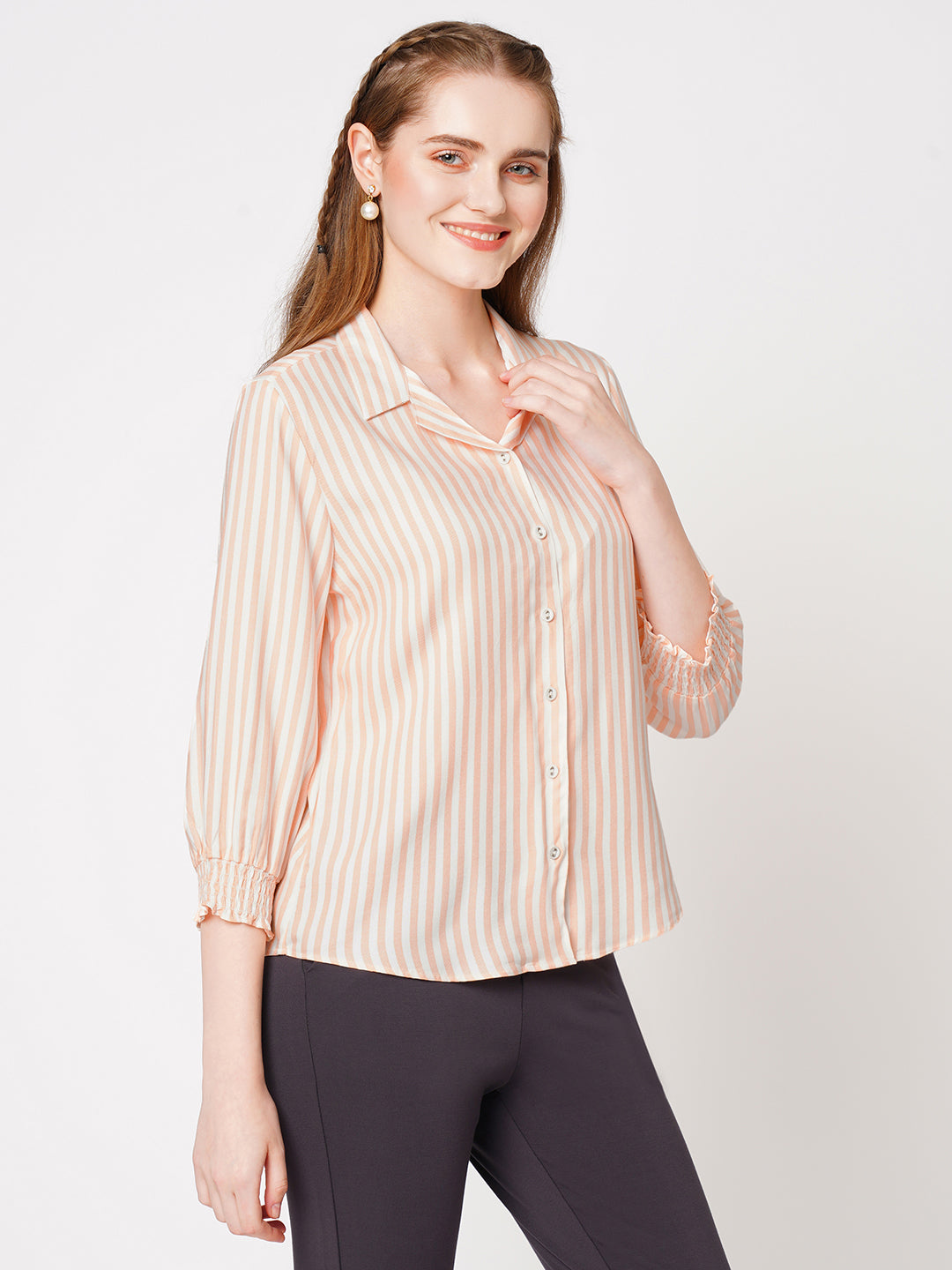 Women Stripes Casual Wear Shirt