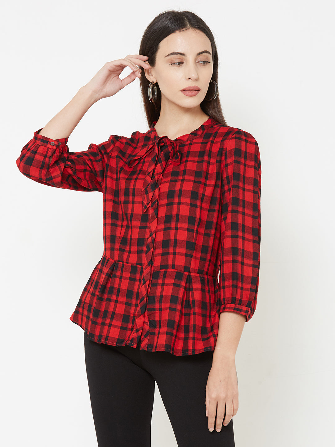 Women Red/Black Checks Shirt