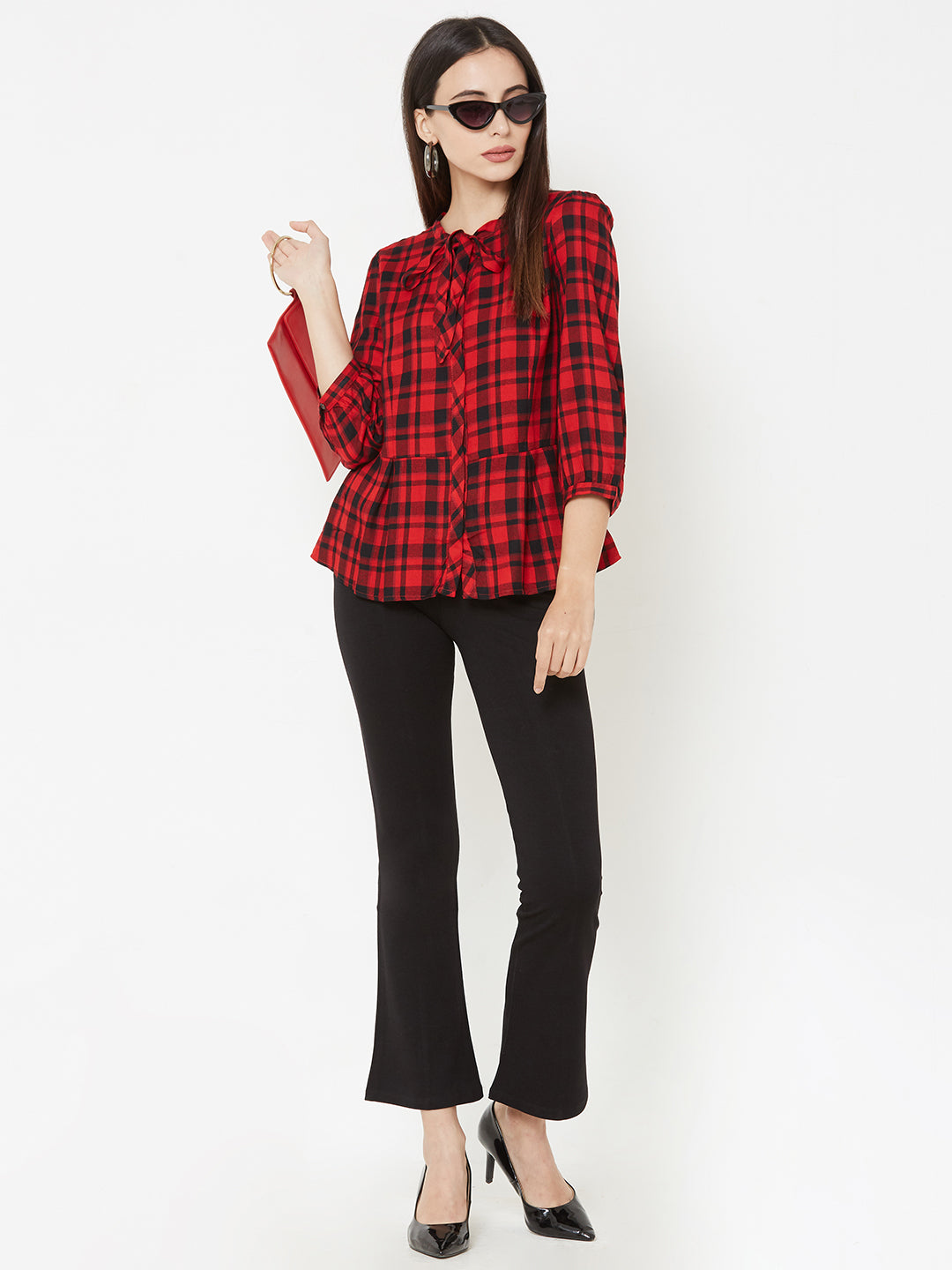 Women Red/Black Checks Shirt