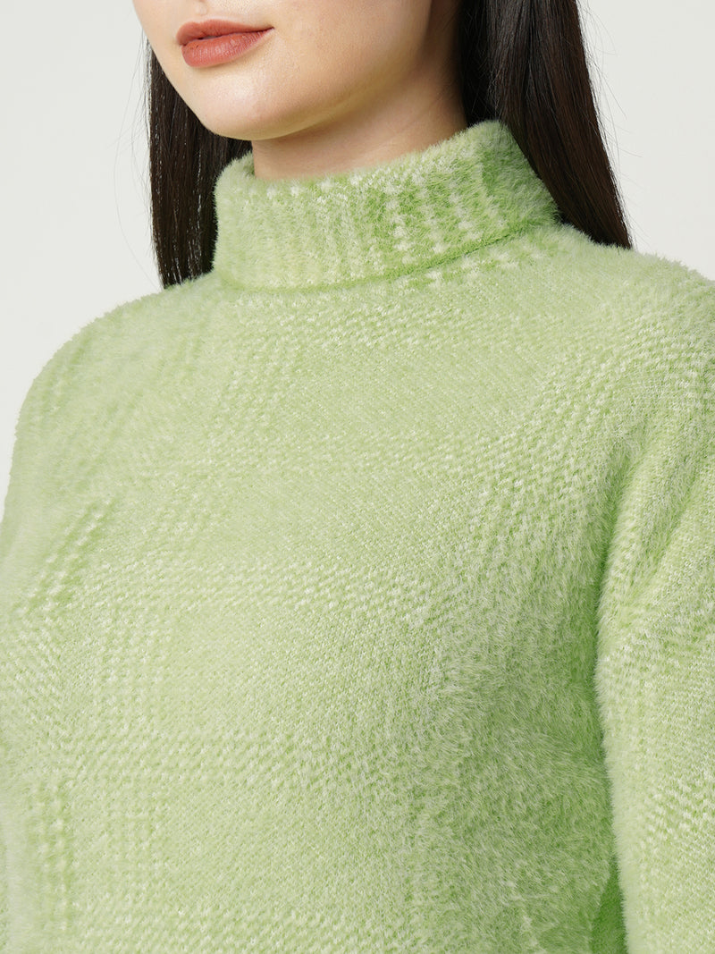 Women Mint Green Solid Full Length Sweaters & Sweatshirts