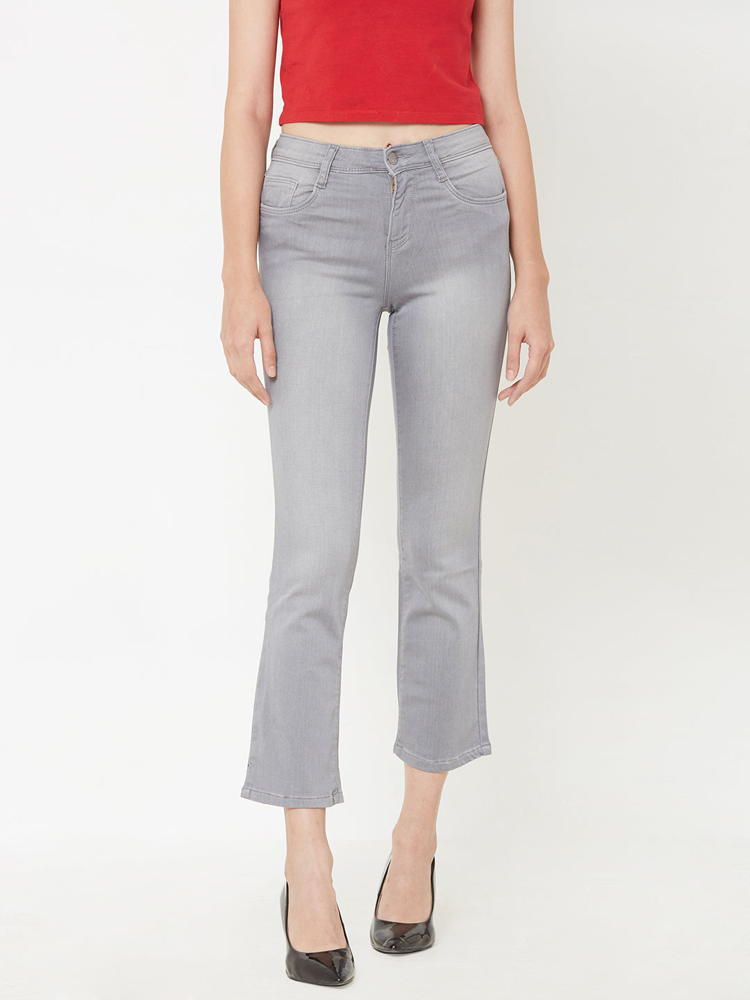 Women Grey High-Rise Skinny Jeans