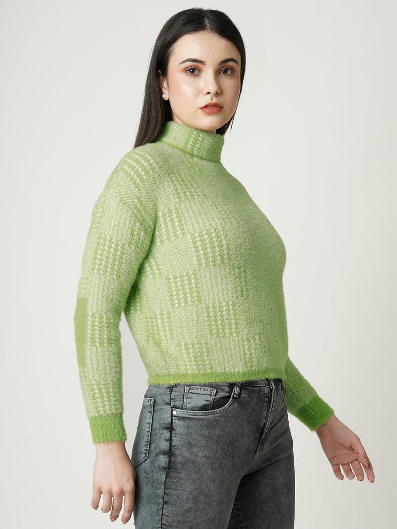Women Mint Green Solid Full Length Sweaters & Sweatshirts