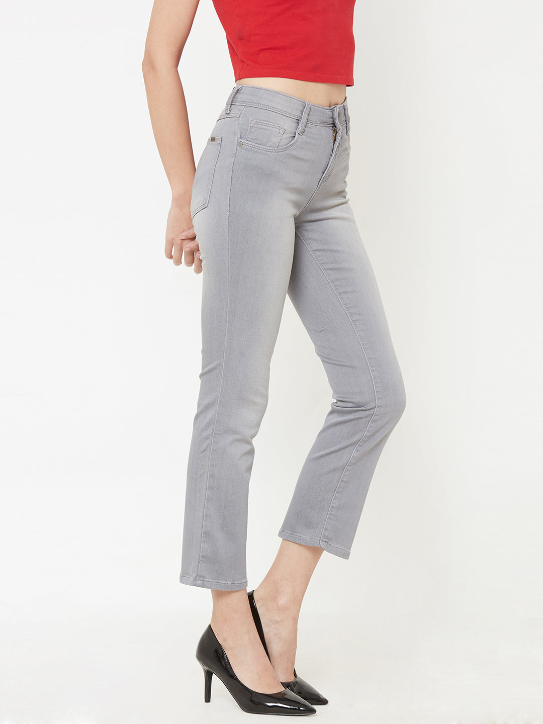 Women Grey High-Rise Skinny Jeans