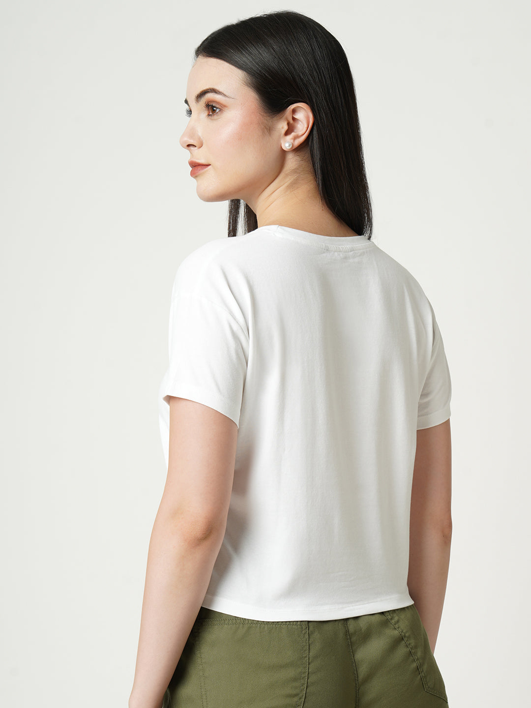 Women Off White Printed Short Sleeves T-Shirts