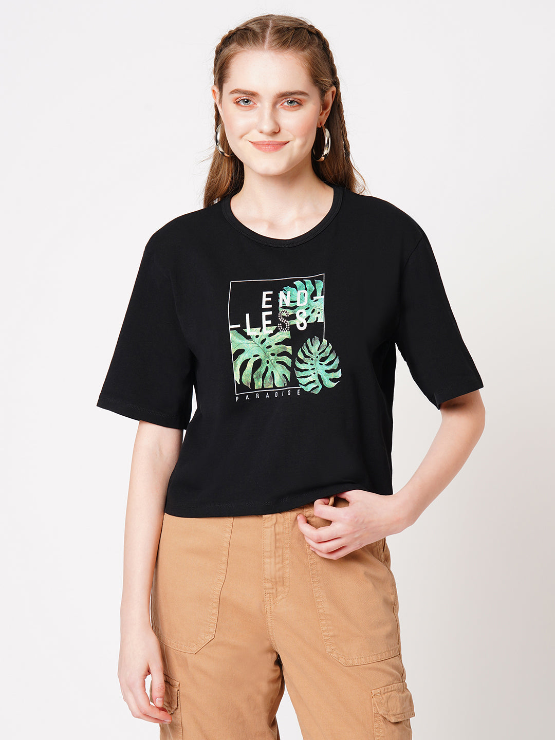 Women Black Graphic Tees