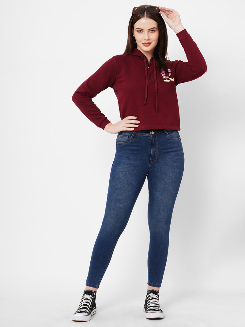 Women Maroon Printed Full Length Shirts