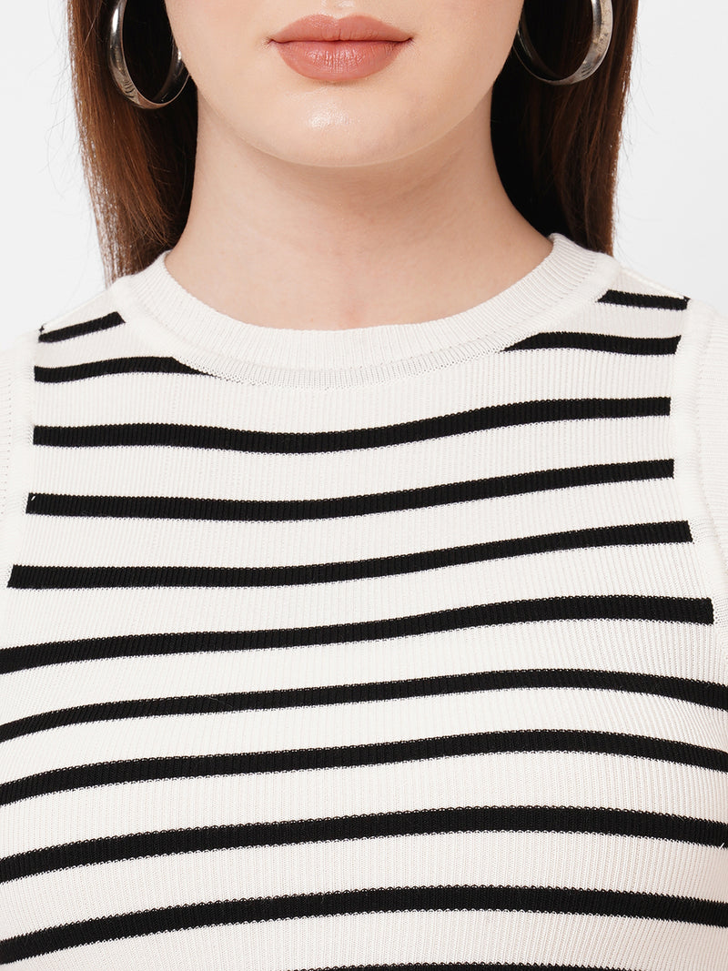 Women Black & White Solid Full Length Topwear