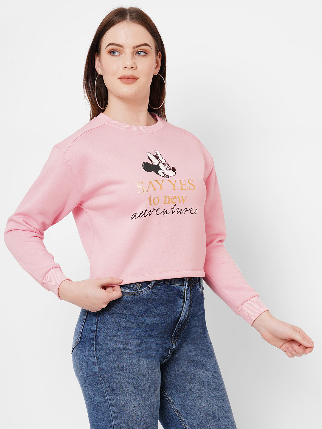 Women Dusty Pink Printed Sweatshirt