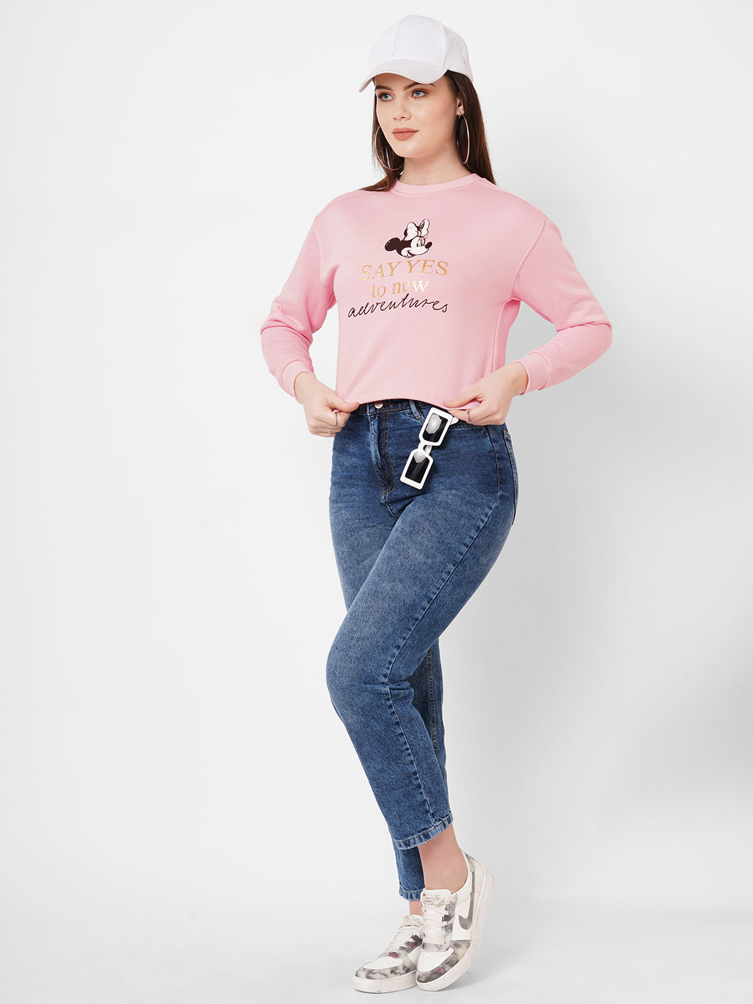 Women Dusty Pink Printed Sweatshirt