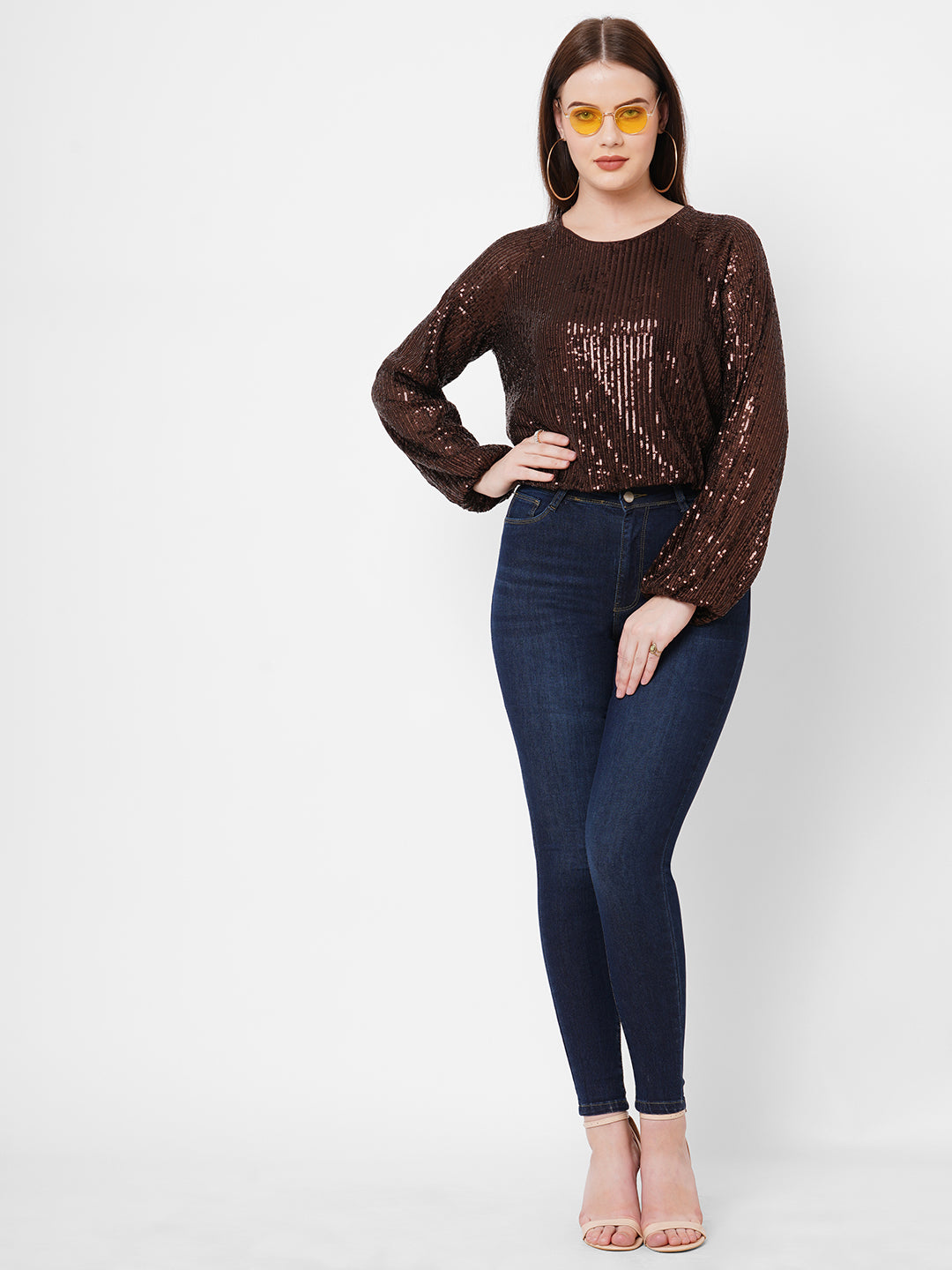Women Brown Party Wear Top