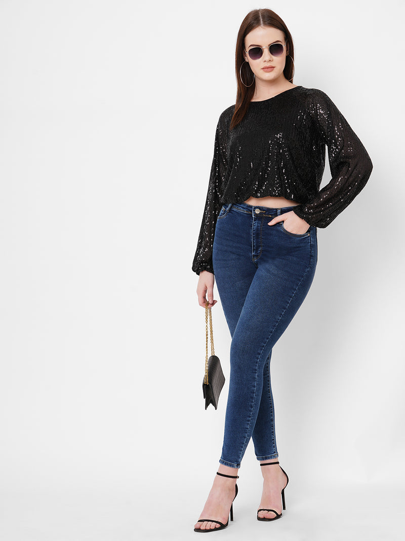 Women Black Solid Full Length Tops