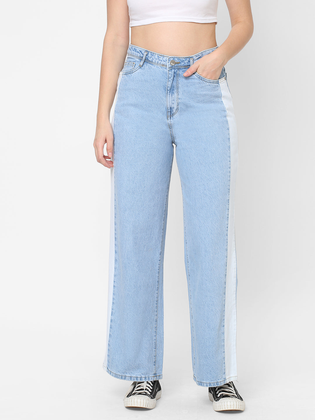 Women Blue High-Rise Wide Leg Jeans