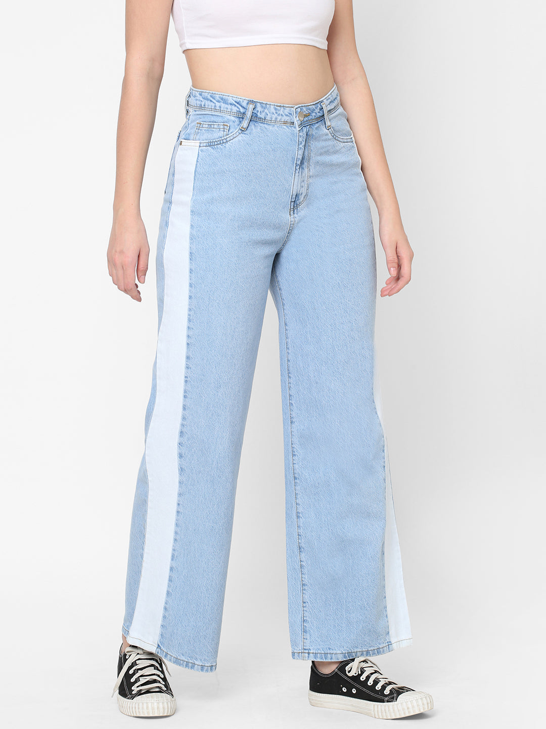 Women Blue High-Rise Wide Leg Jeans