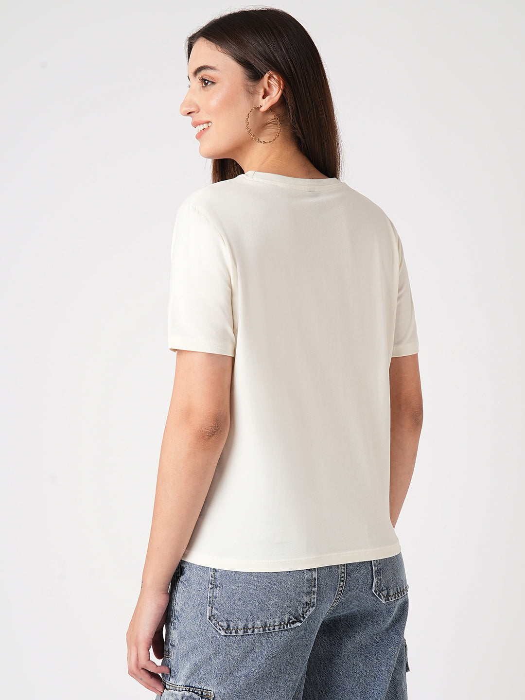Women Ivory Boxy Graphic Tees