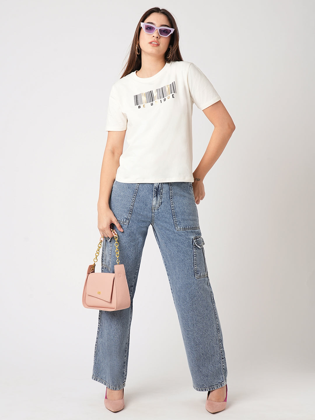 Women Ivory Boxy Graphic Tees
