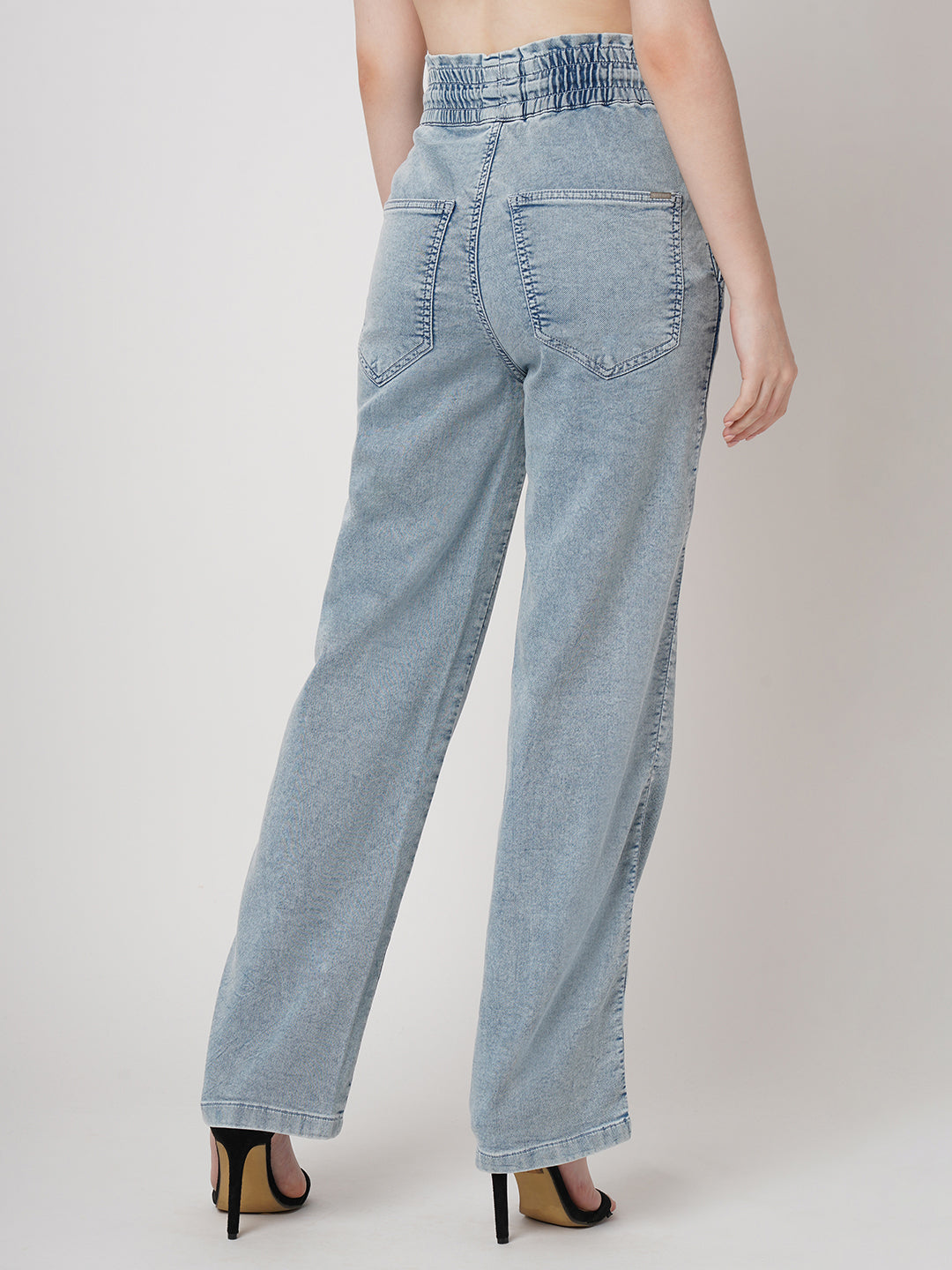 Women Light Blue High-Rise Joggers