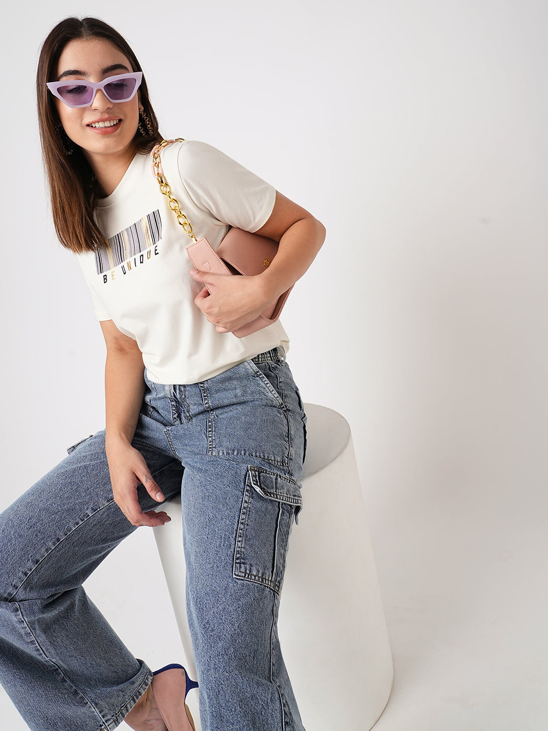 Women Ivory Boxy Graphic Tees