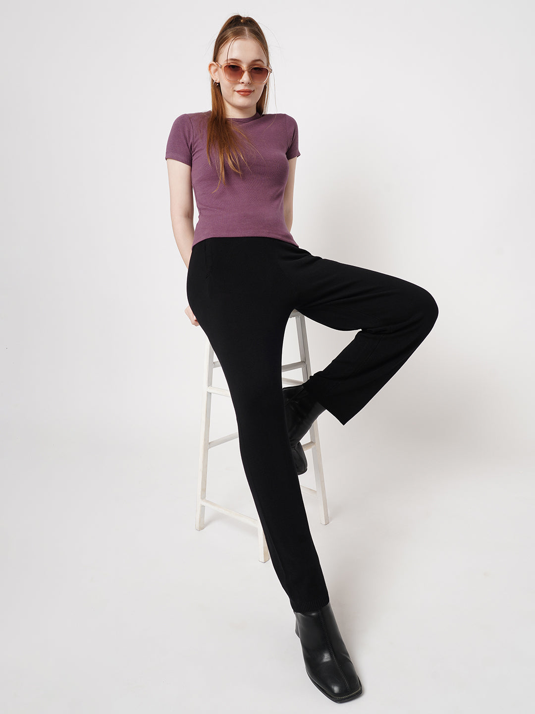 Women Black High-Rise Straight Fit Trousers