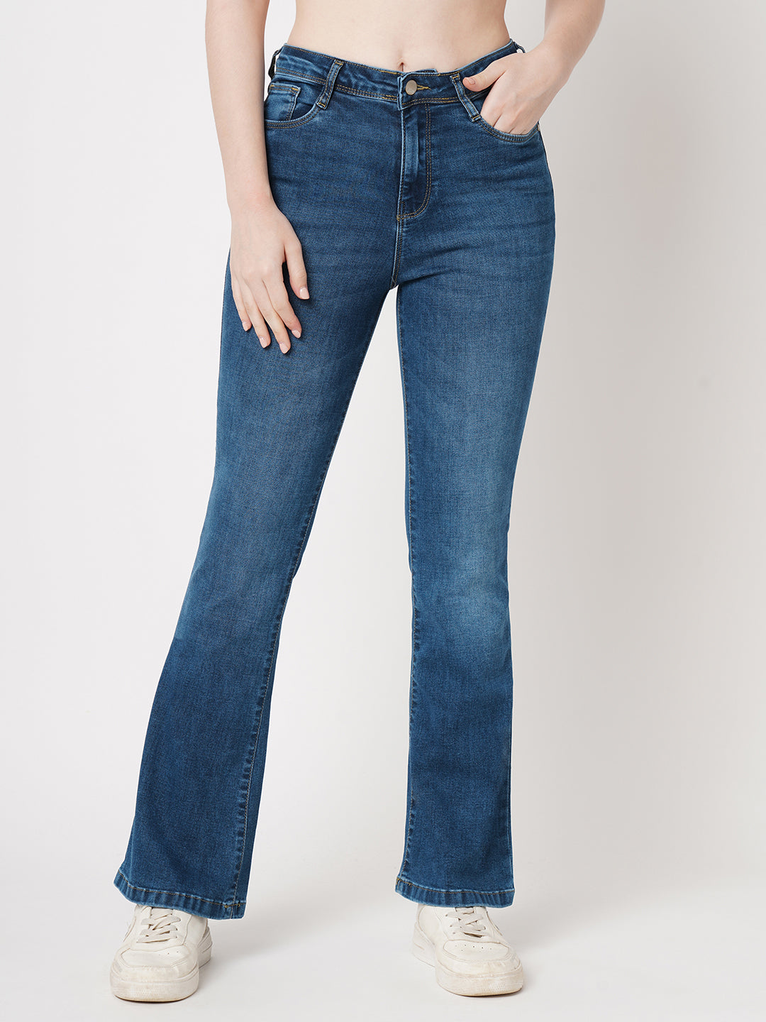 Women Blue High-Rise Flare Jeans