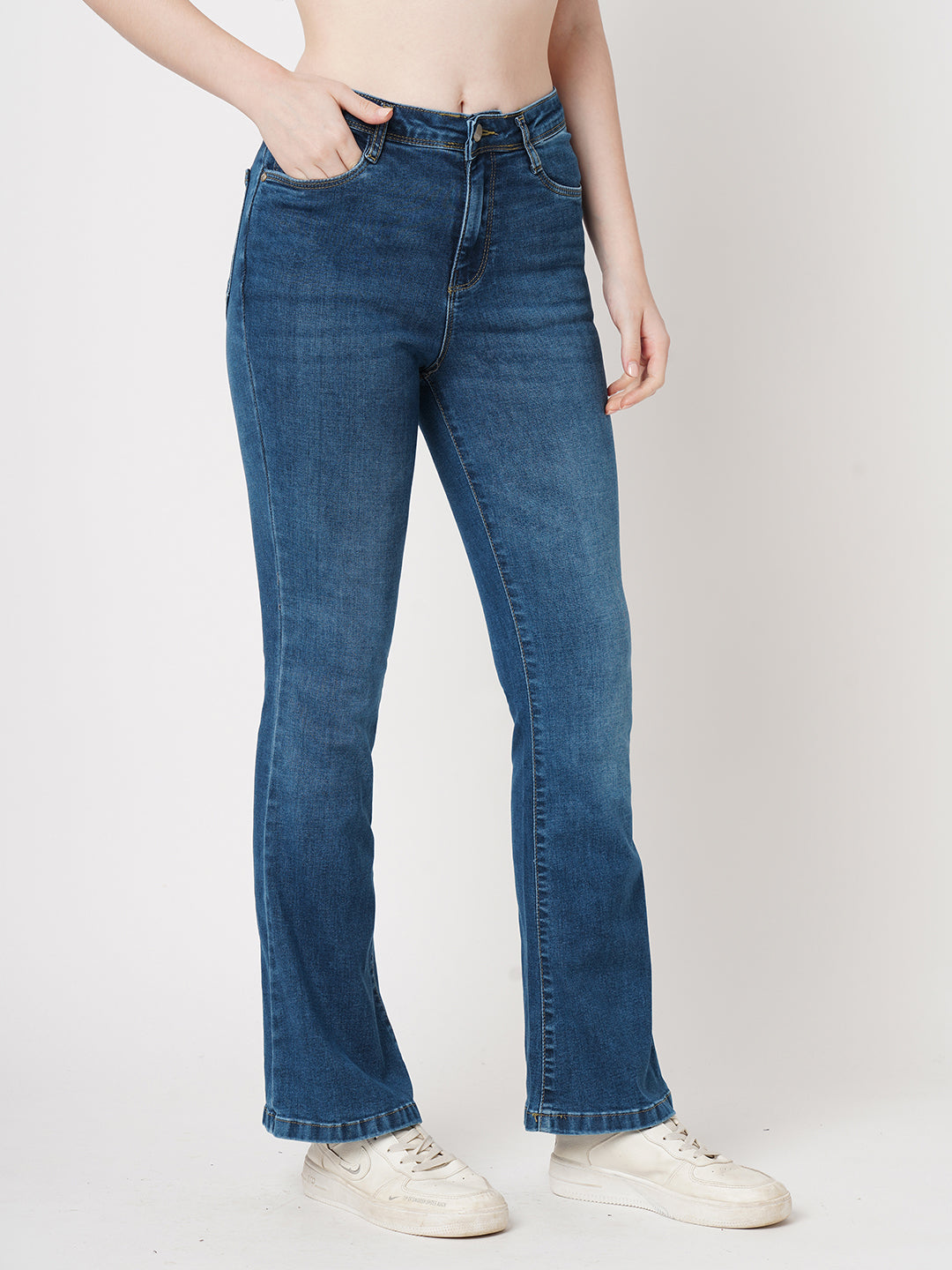 Women Blue High-Rise Flare Jeans
