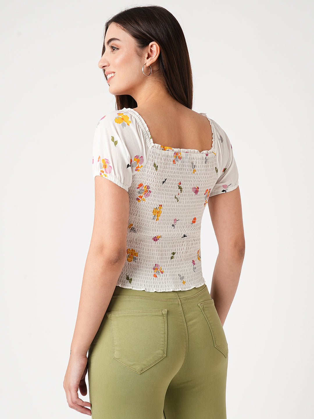 Women Off White Crop Top