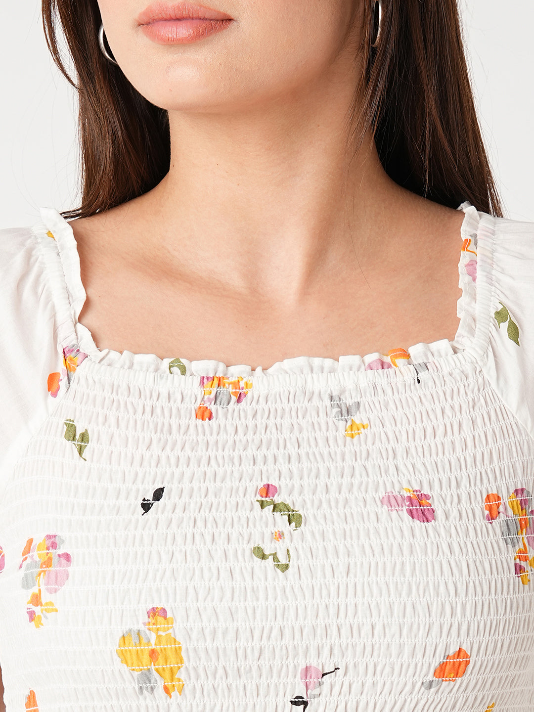 Women Off White Crop Top