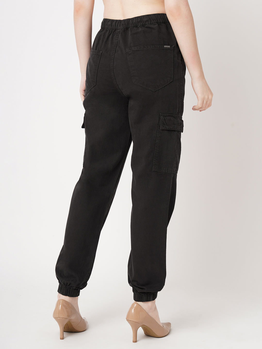 Women Charcoal High-Rise Cargo Joggers
