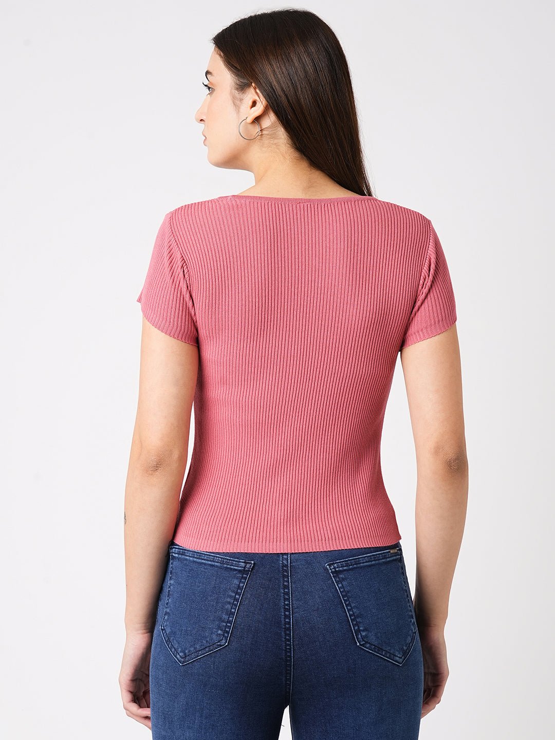 Women Blush Pink Flat Knit Top