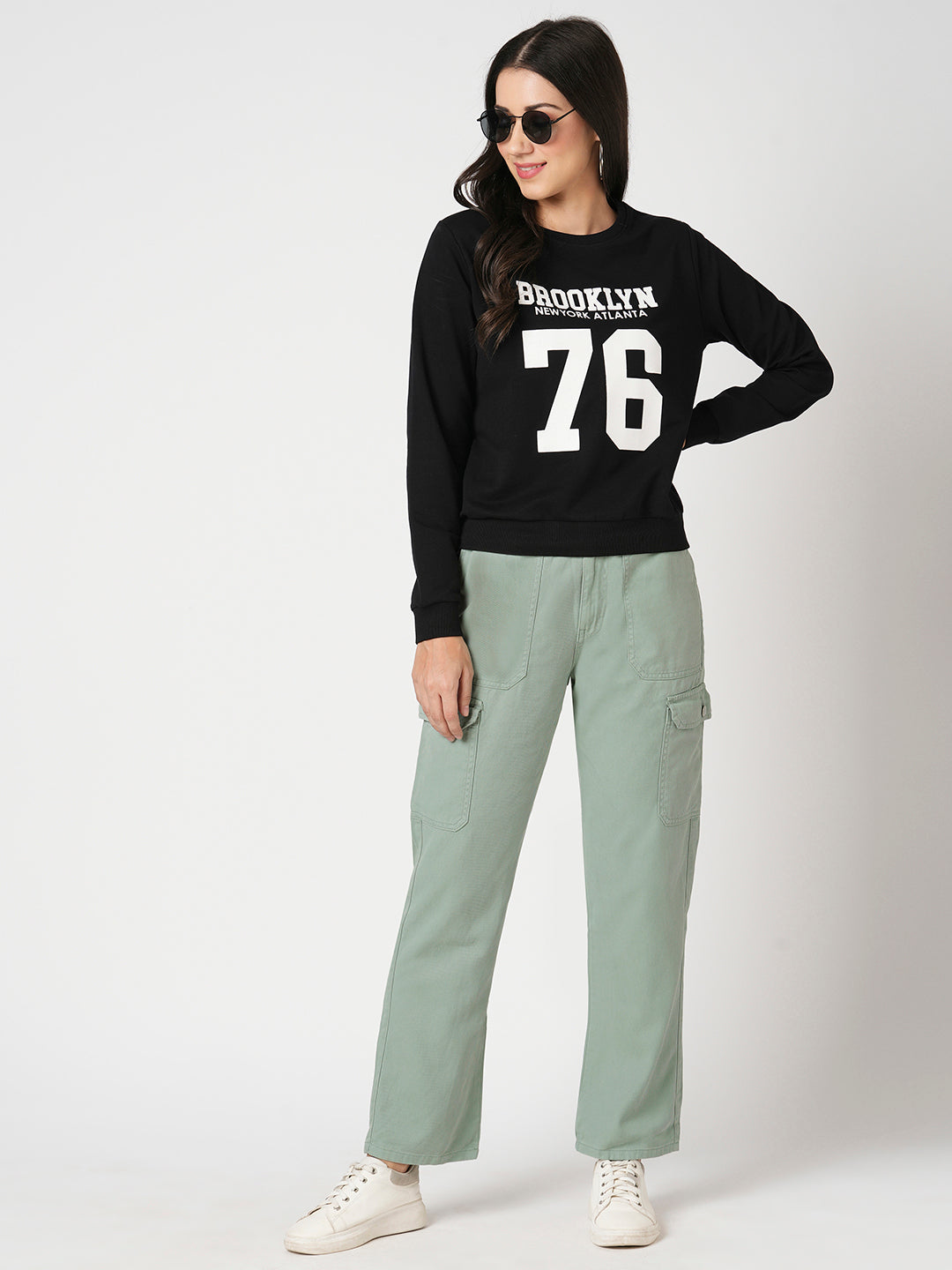 Women Mint Green Mid-Rise Cargo