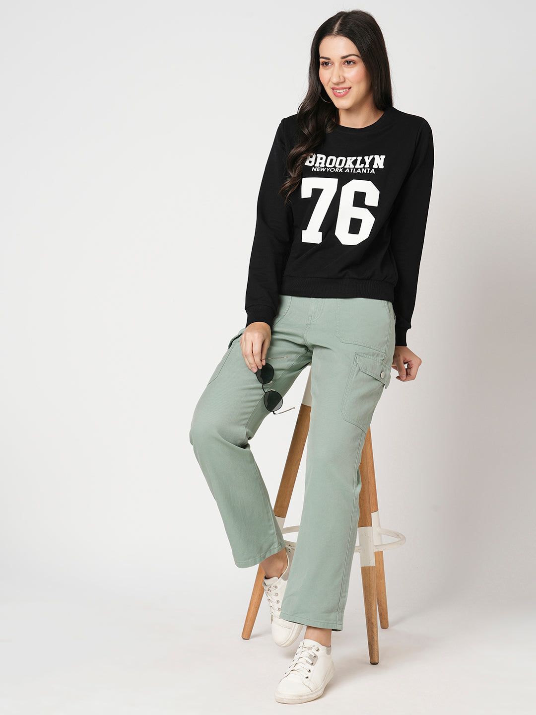 Women Mint Green Mid-Rise Cargo