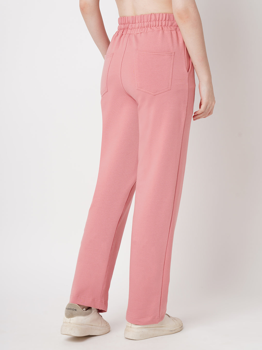 Women Blush Pink Loose Straight Fit Trouser