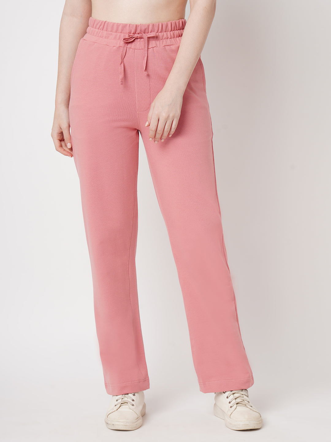 Women Blush Pink Loose Straight Fit Pants