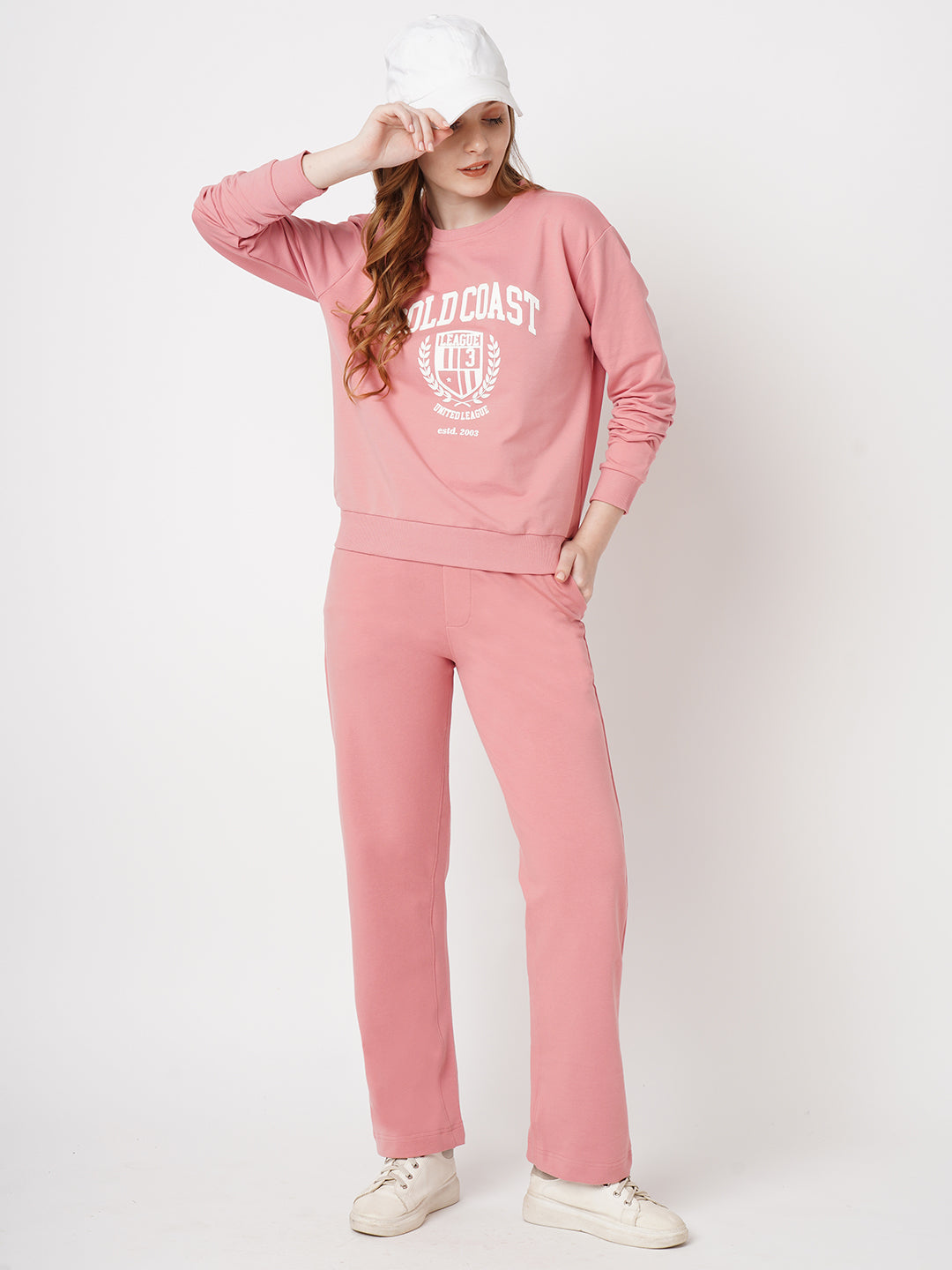 Women Printed Blush Pink Sweatshirt