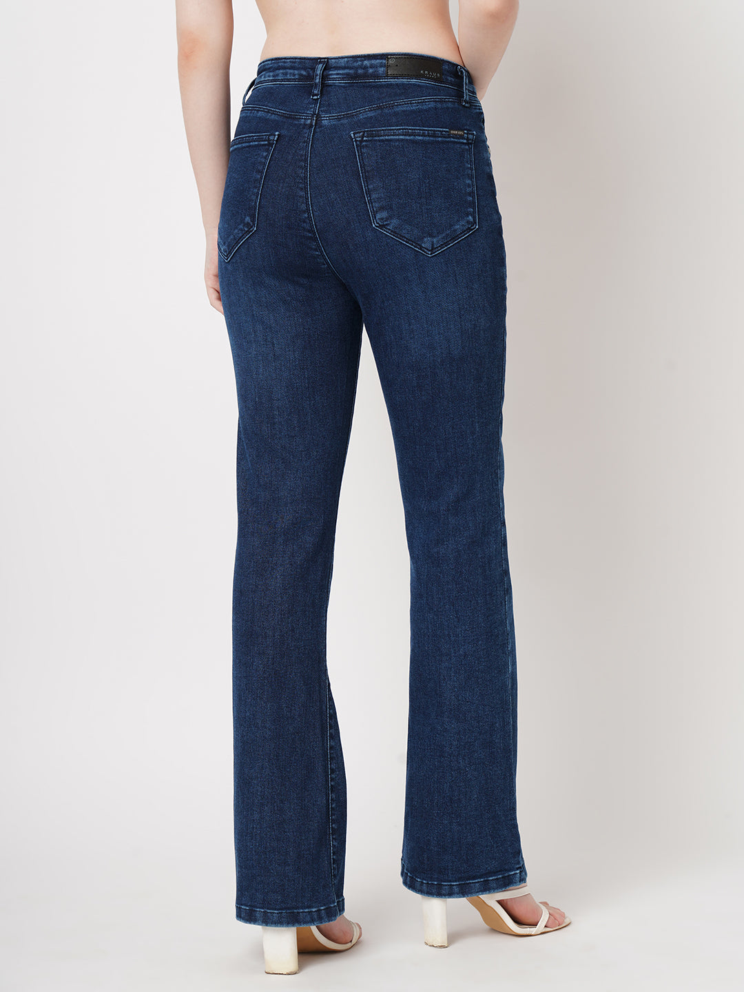 Women Blue High-Rise Mini Flare Jeans