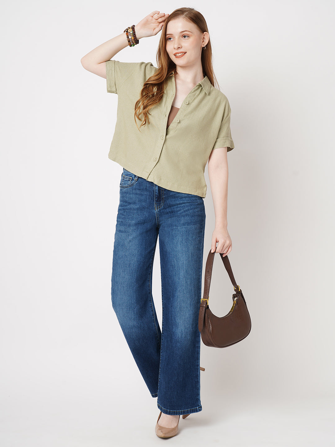 Women Blue High-Rise Wide Leg Jeans