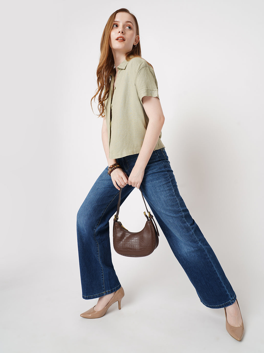 Women Blue High-Rise Wide Leg Jeans