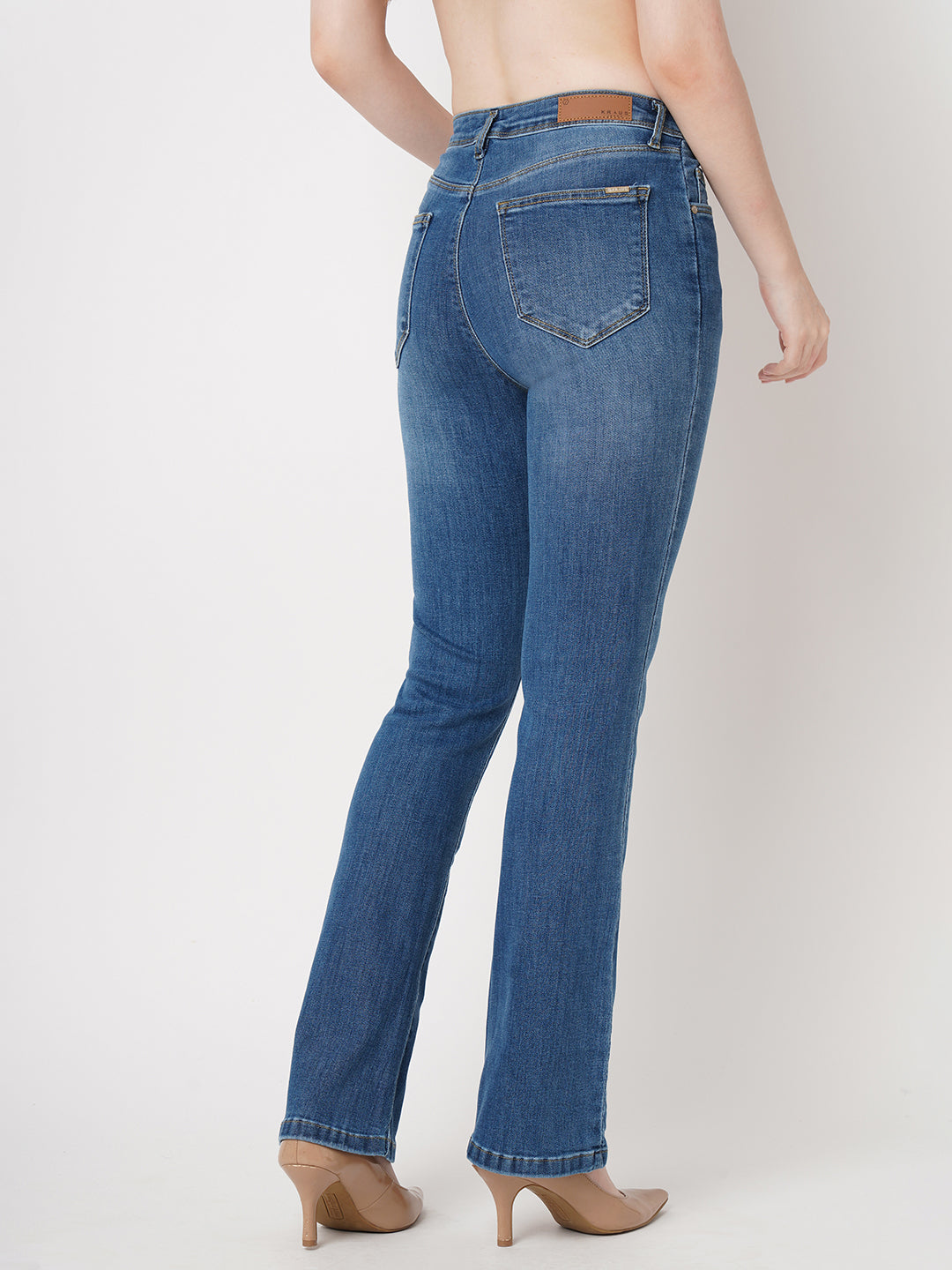 Women High-Rise Mini Flare Jeans
