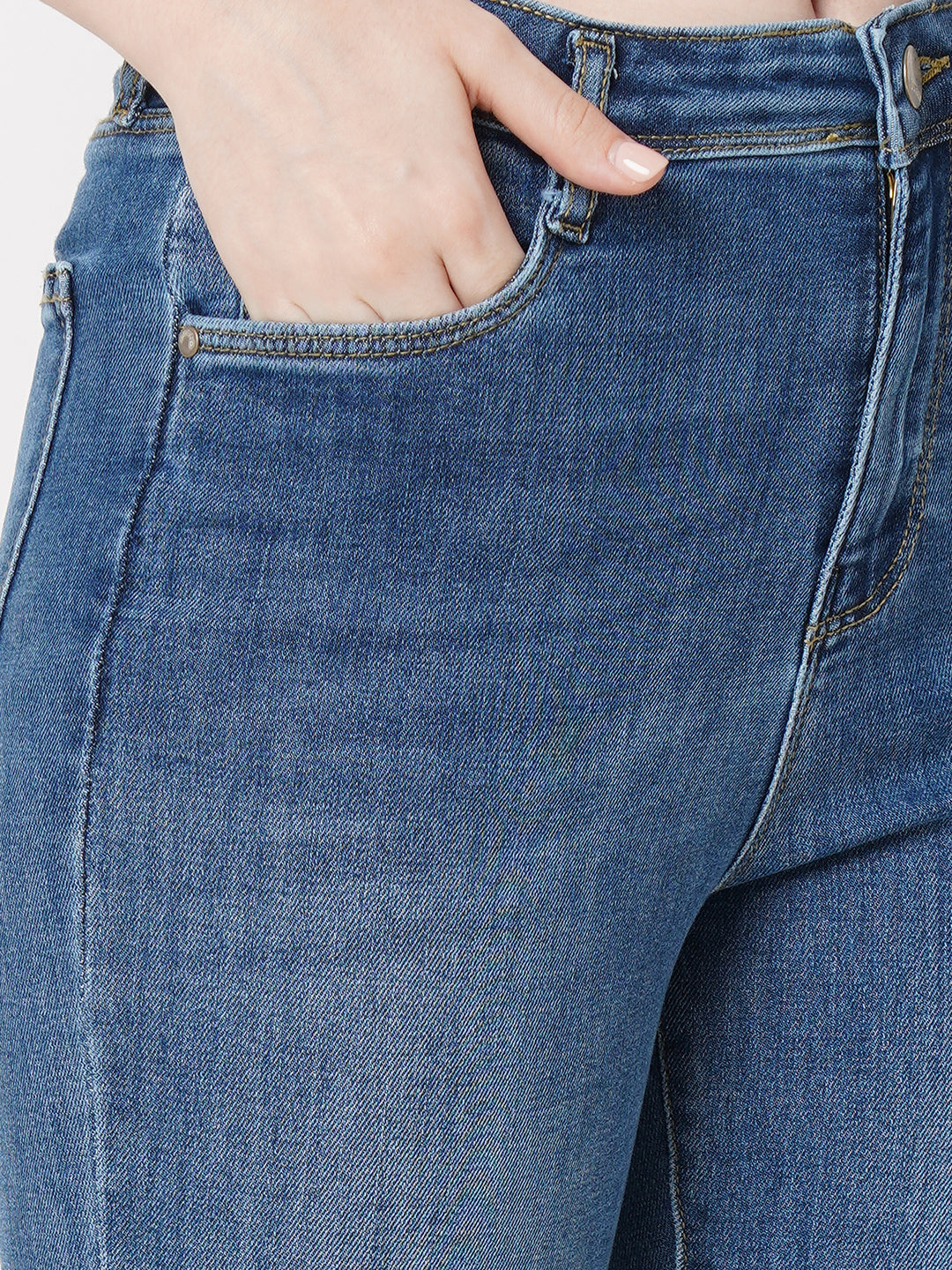 Women High-Rise Mini Flare Jeans