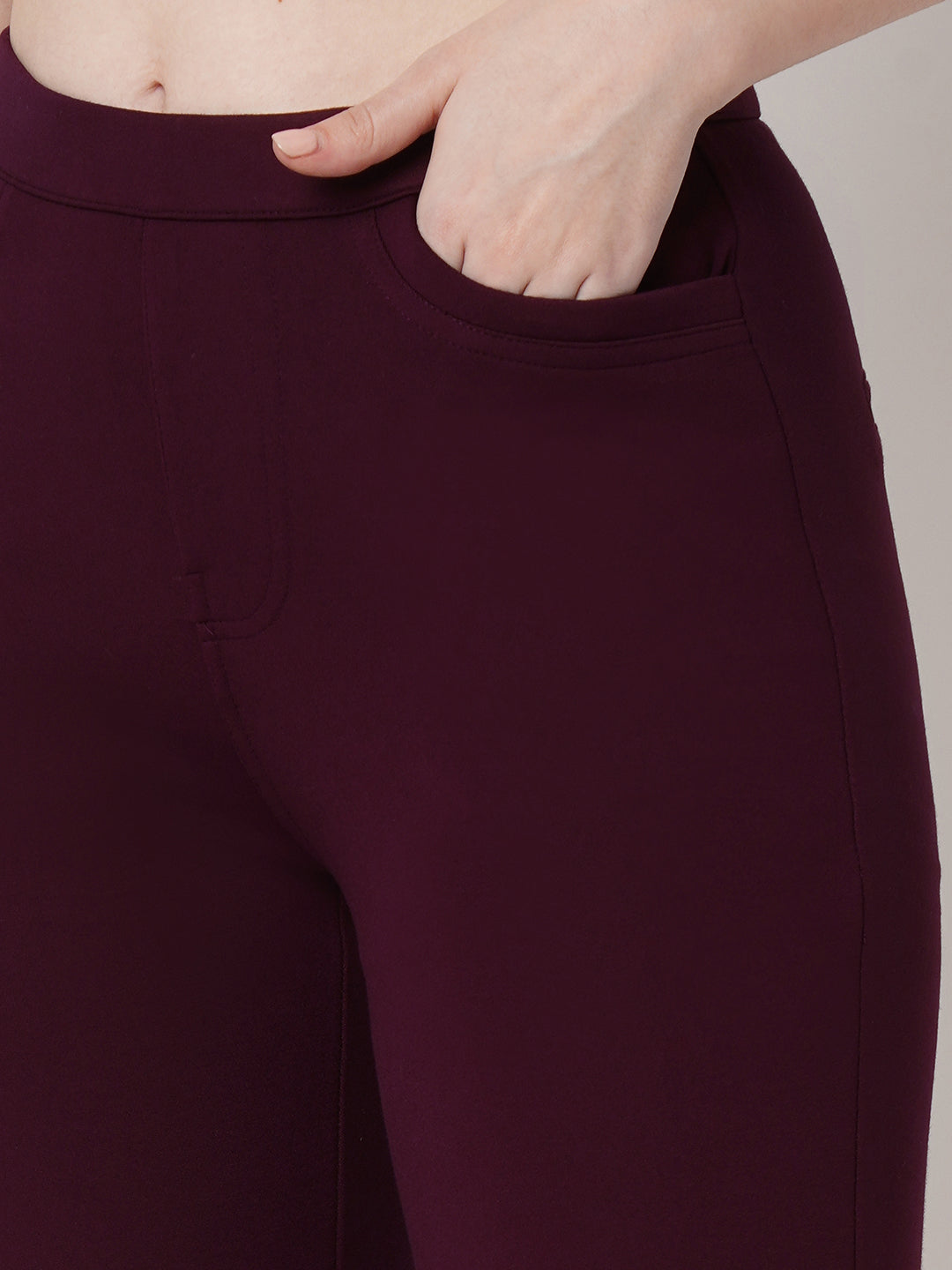 Women Wine Mini Flare Treggings