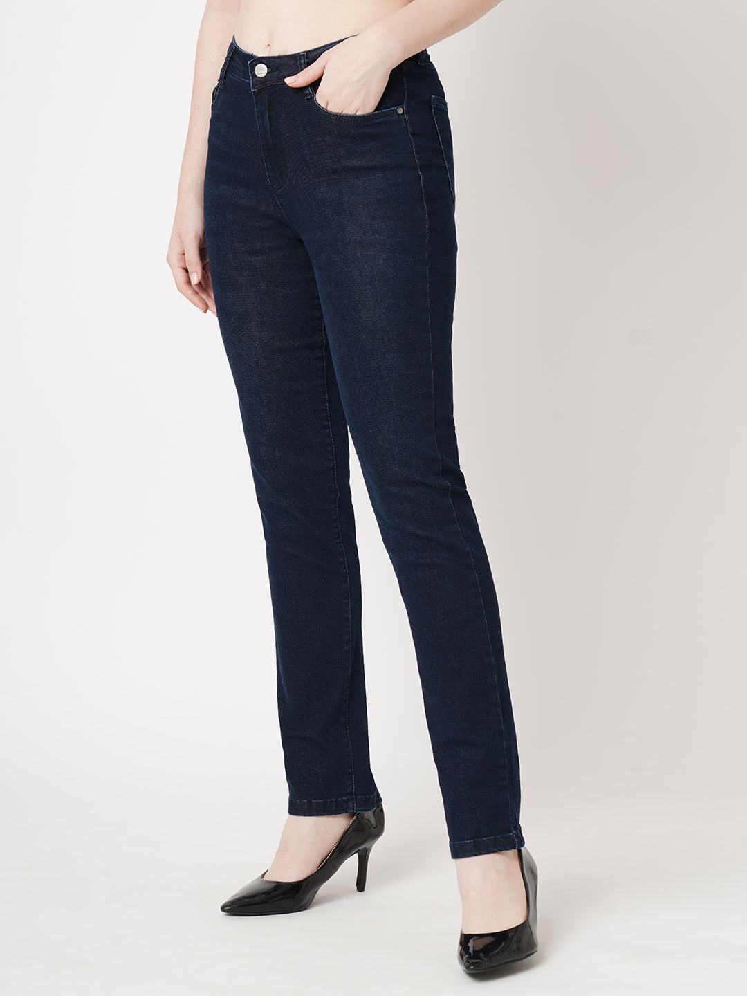 Women Dark Blue Snug Straight Fit Jeans