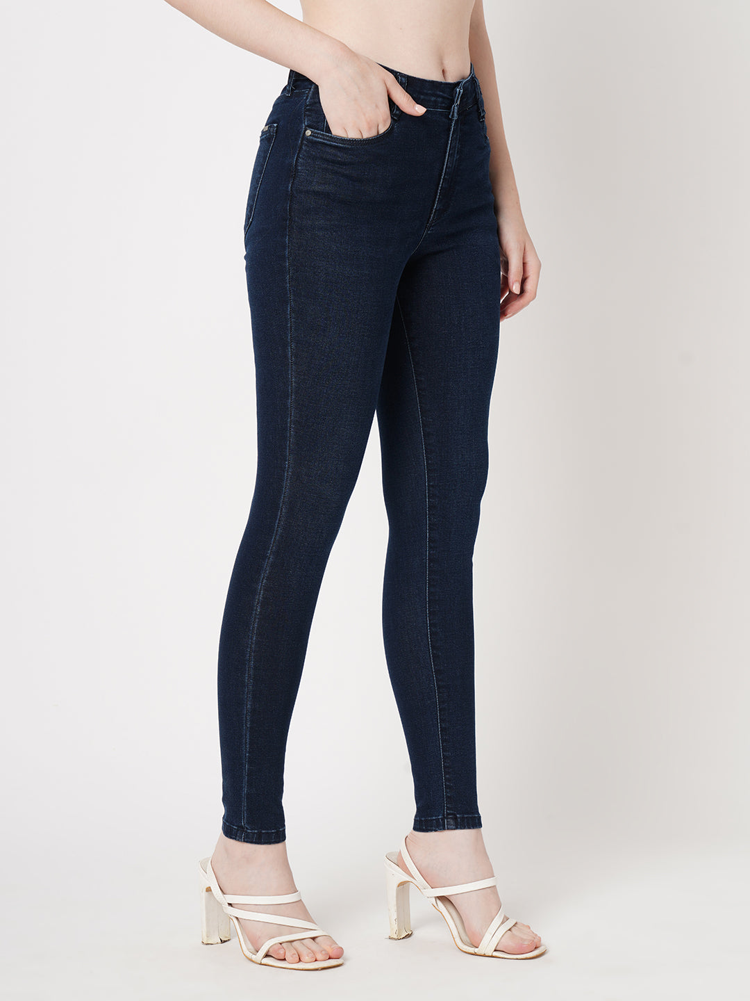 Women Dark Blue High-Rise Skinny Jeans