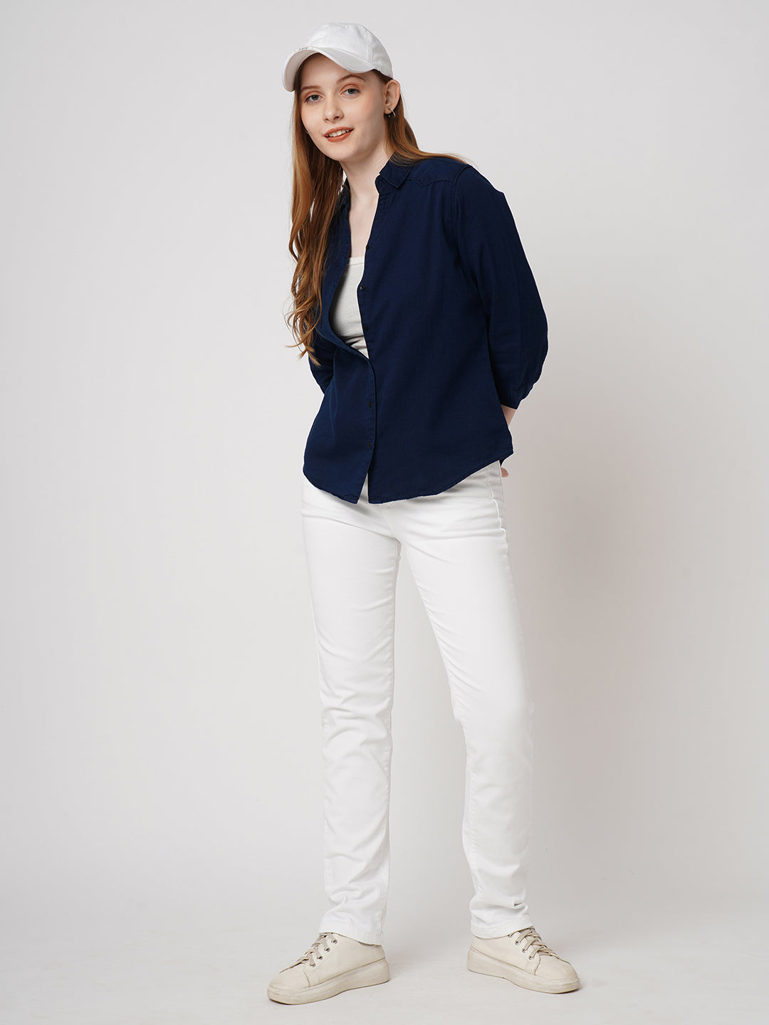 Women Solid Denim Shirt