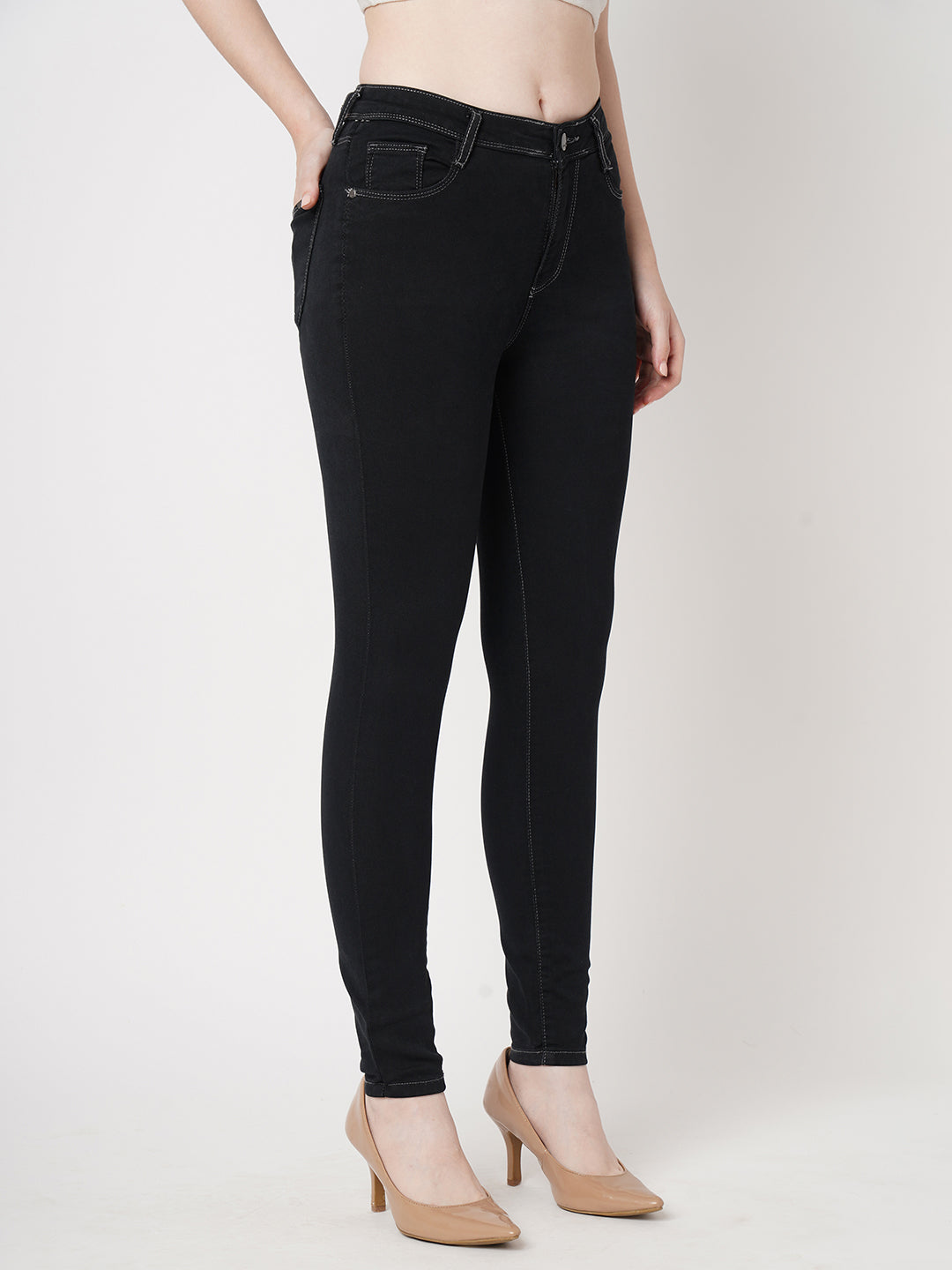 Women Dark Grey High-Rise Skinny Jeans