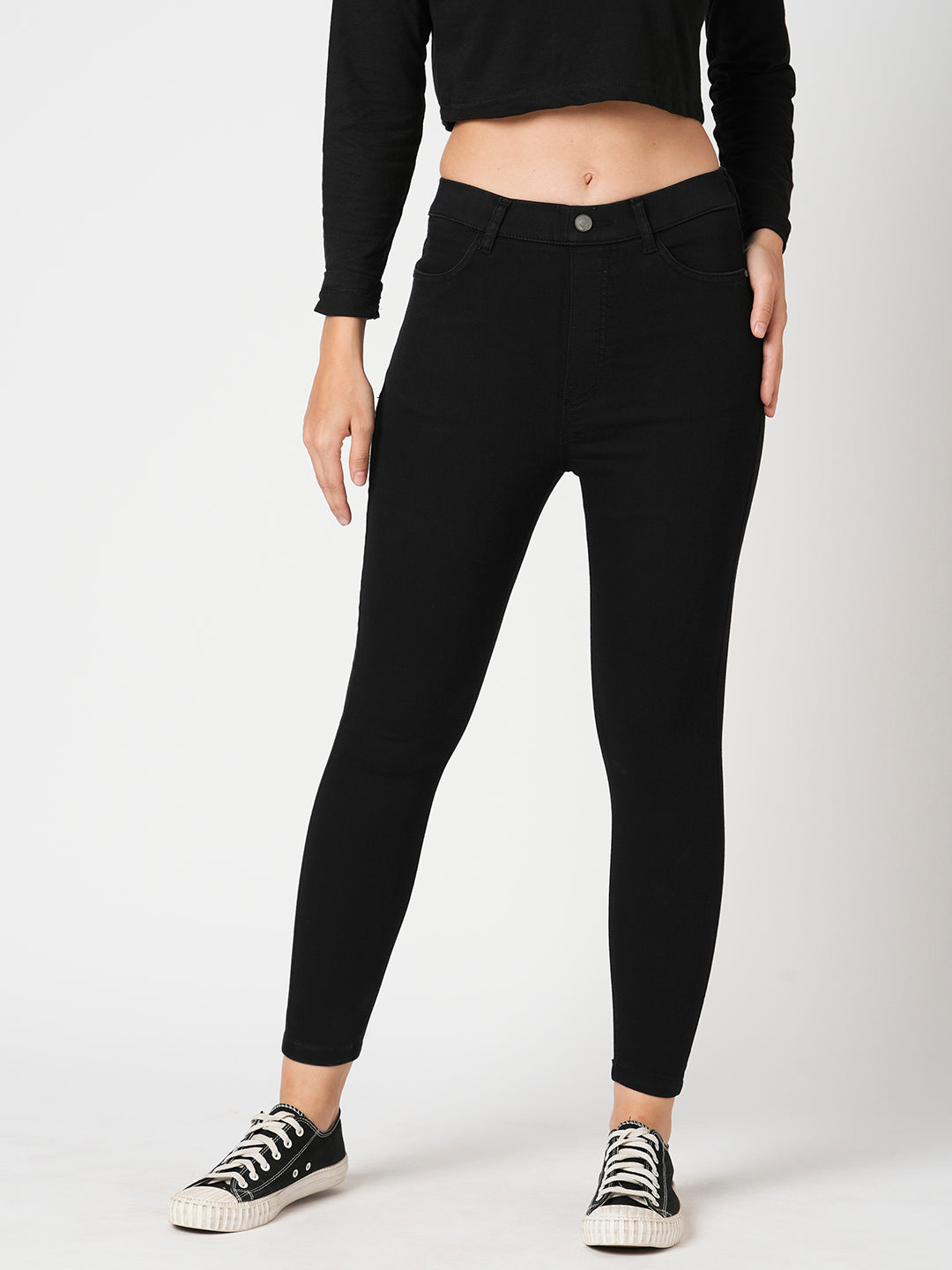 Women Black High-Rise Skinny Jeggings