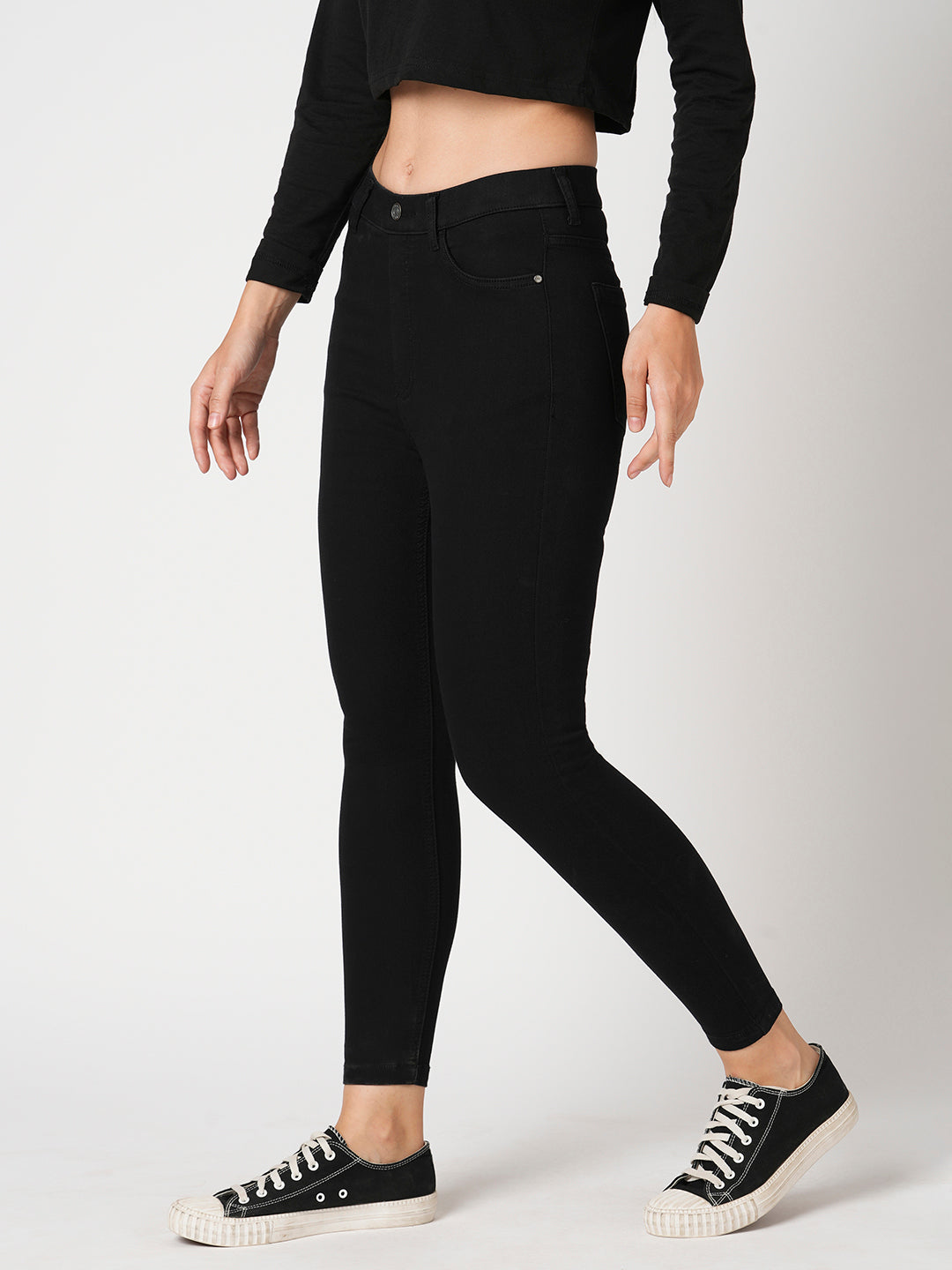 Women Black High-Rise Skinny Jeggings