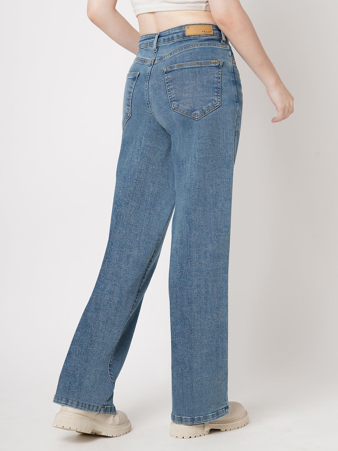 Women Blue High-Rise Wide Leg Jeans