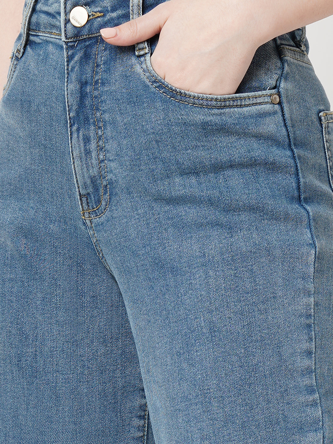 Women Blue High-Rise Wide Leg Jeans