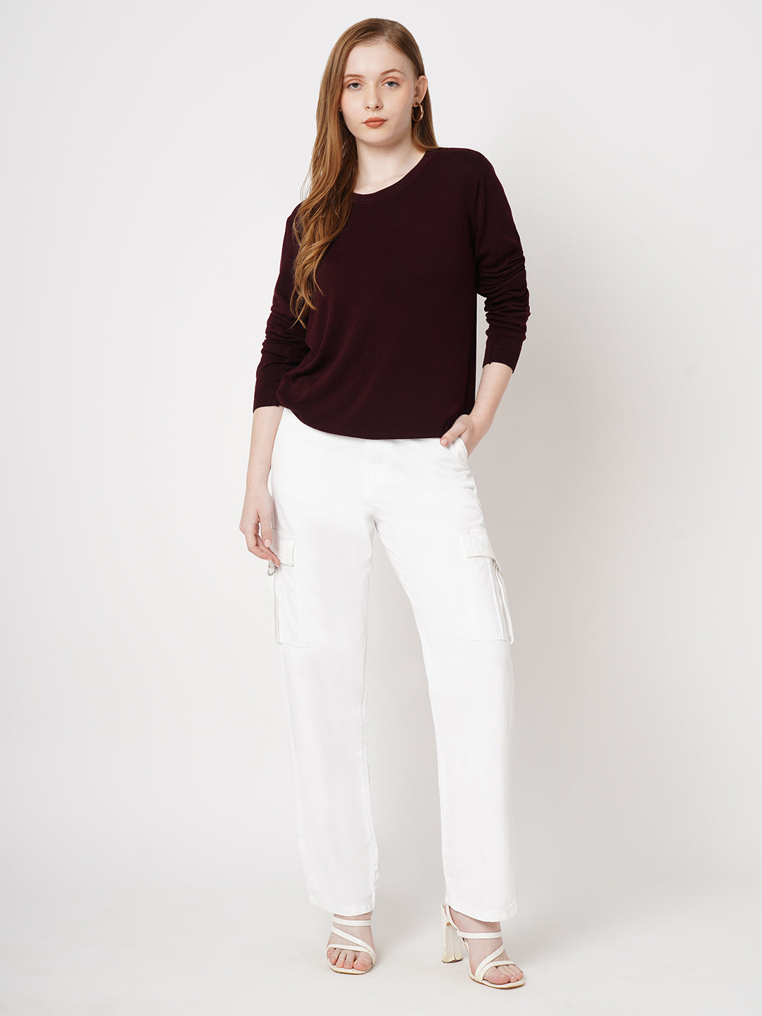 Women White Mid-Rise Cargo